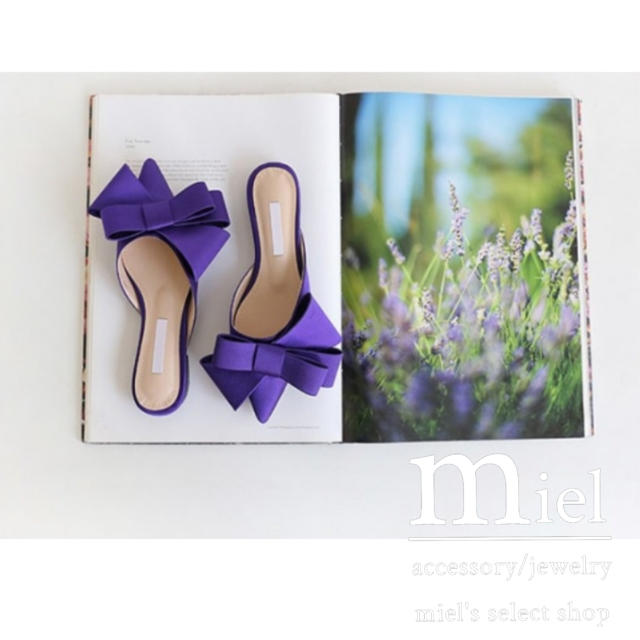 Mila Owen(ミラオーウェン)の 《3colour》ribbon flat mule/フラット ミュール レディースの靴/シューズ(ミュール)の商品写真