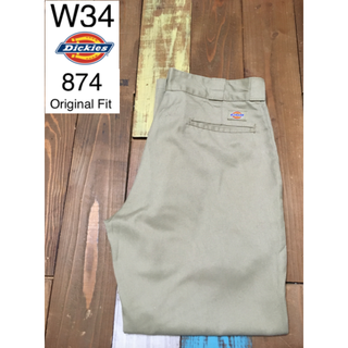 ディッキーズ(Dickies)の３９２５７　アメリカ 輸入 USED ディッキーズ　８７４　カーキ　W３４(ワークパンツ/カーゴパンツ)