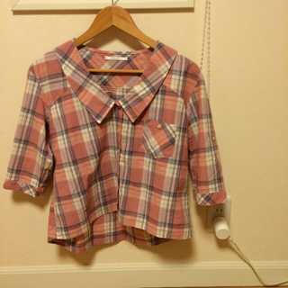 レトロガール(RETRO GIRL)のレトロガール ピンクチェックシャツ(シャツ/ブラウス(半袖/袖なし))