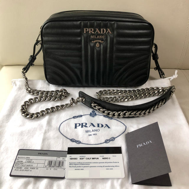 クラシック PRADA PRADA プラダ 新品同様 クロスボディ ショルダーバッグ ダイアグラム 黒 ショルダーバッグ 