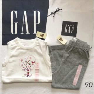 ベビーギャップ(babyGAP)の【2点セット】新品タグ 90 babyGAP ノースリーブ ロンパース 長パンツ(ロンパース)