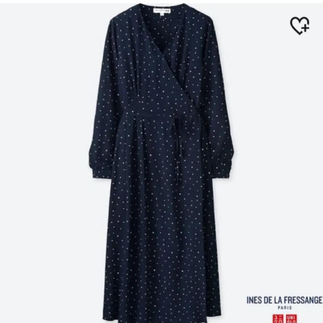 UNIQLO(ユニクロ)の美品 ユニクロ 今季 イネス ジョーゼット ラップワンピース ブルー S レディースのワンピース(ひざ丈ワンピース)の商品写真