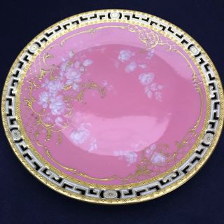 ウェッジウッド(WEDGWOOD)の【古ミントン】「金彩金盛／パテ・シュール・パテ／エナメル彩 」透かし飾り皿(食器)