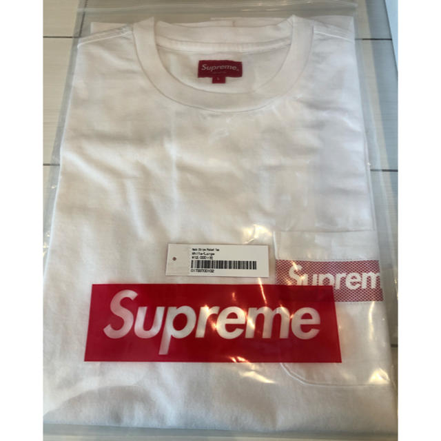 Supreme(シュプリーム)のMesh Stripe Pocket Tee  L 白 メンズのトップス(Tシャツ/カットソー(半袖/袖なし))の商品写真