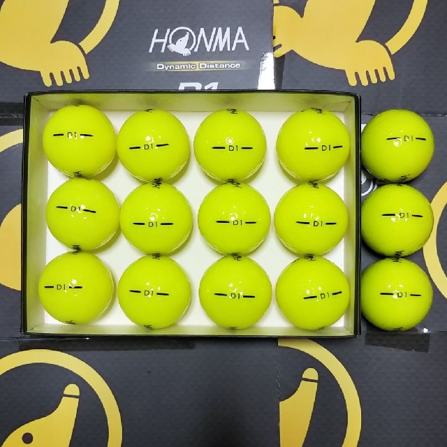 本間ゴルフ(ホンマゴルフ)のﾎﾝﾏD1ｲｴﾛｰ🍋新品🆕12＋中古美品✴️15ﾛｽﾄﾎﾞｰﾙではありません スポーツ/アウトドアのゴルフ(その他)の商品写真