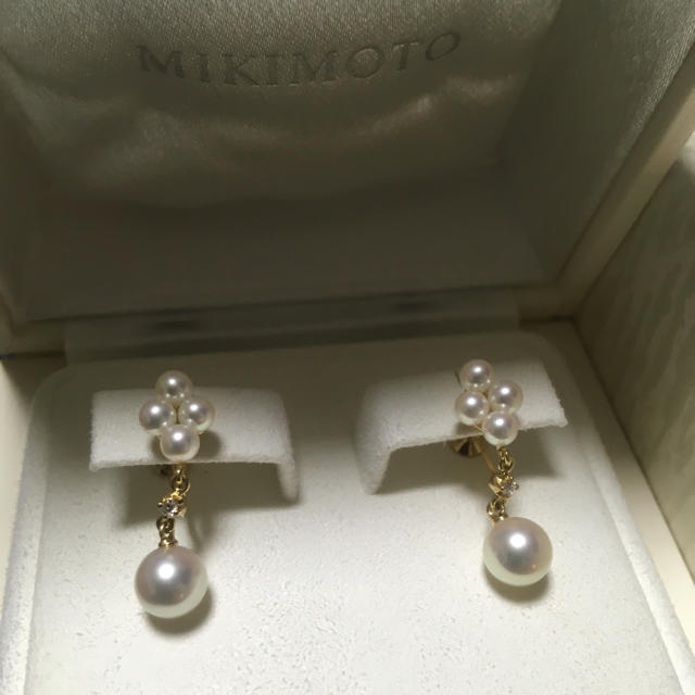 魅了 MIKIMOTO 【専用」ミキモトパールイヤリングk18ダイヤ付き