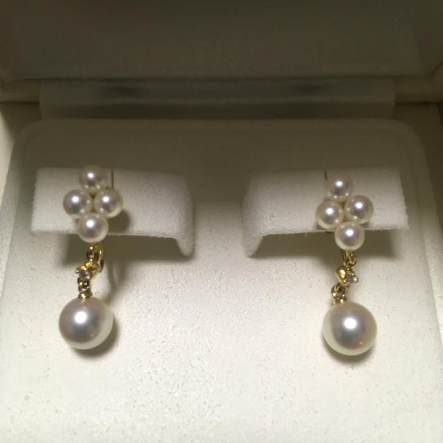 MIKIMOTO(ミキモト)の【専用」ミキモトパールイヤリングk18ダイヤ付き レディースのアクセサリー(イヤリング)の商品写真