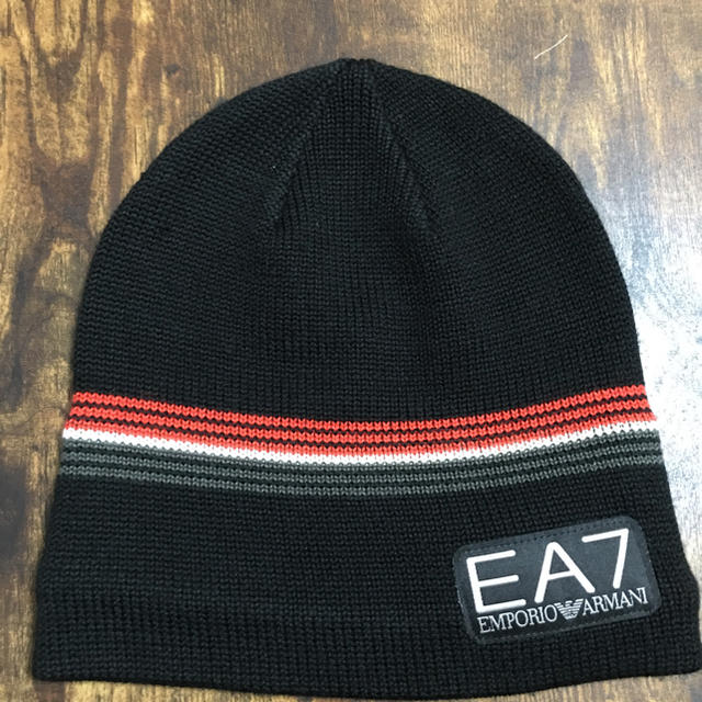 Emporio Armani(エンポリオアルマーニ)のused美品＊EMPORIO ARMANI/ニット帽/黒/EA7 メンズの帽子(ニット帽/ビーニー)の商品写真