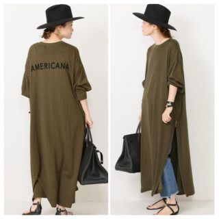 アメリカーナ(AMERICANA)のAMERICANA 19SS ハイネックサイドZIPスウェットワンピース カーキ(ロングワンピース/マキシワンピース)