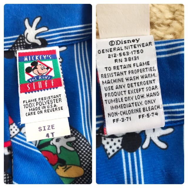 Disney(ディズニー)のvintage USA製 disney kids パジャマ 双子 110 キッズ/ベビー/マタニティのキッズ服男の子用(90cm~)(パジャマ)の商品写真