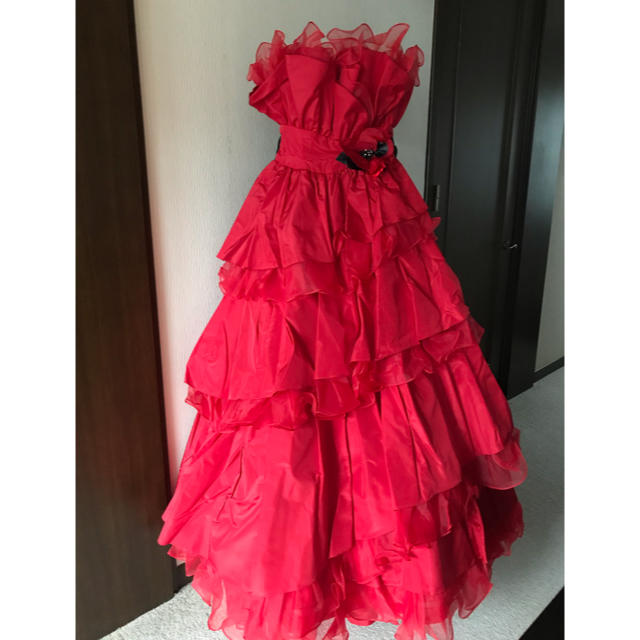 衣装primaqualita 真紅 赤レッド ウェディングドレス 披露宴 発表会衣装