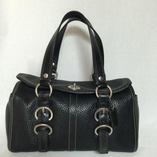 コーチ(COACH)の☆未使用☆黒革ハンドバッグ(ハンドバッグ)