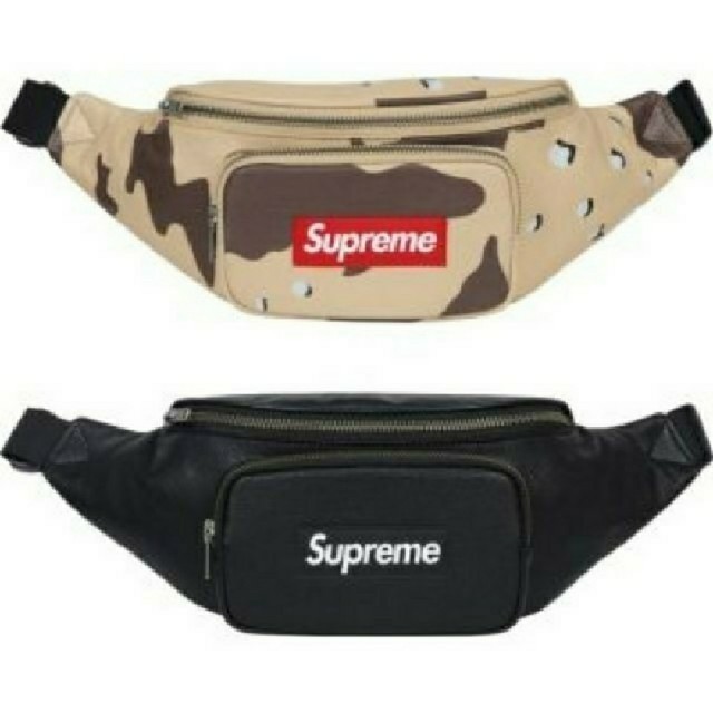 Supreme 17ss Leather Waist Bag  黒