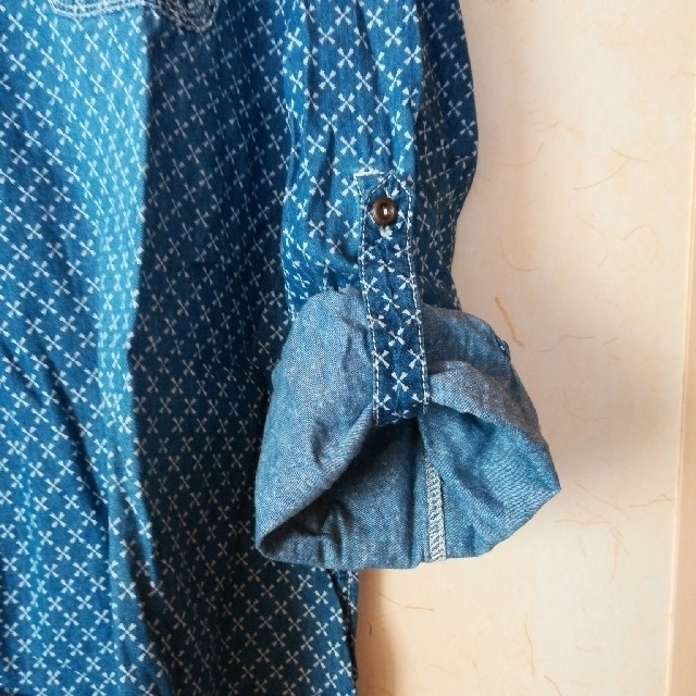 ブルー柄長袖チュニック…LLサイズ レディースのトップス(チュニック)の商品写真