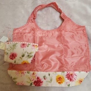 ローラアシュレイ(LAURA ASHLEY)の♥新品 マイバッグL ♡ダリアパレード／ピンクグレープフルーツ♡(エコバッグ)