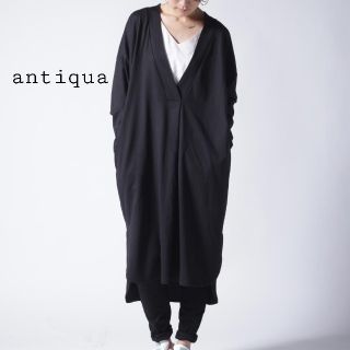 アンティカ(antiqua)のantiqua シルケット加工フロントタックワンピース　アンティカ(ロングワンピース/マキシワンピース)