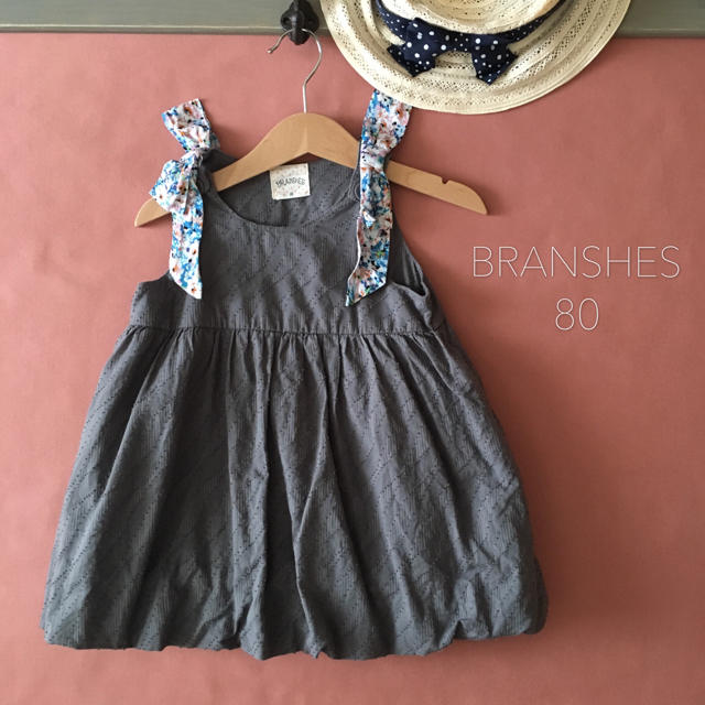 Branshes(ブランシェス)のBRANSHES（ブランシェス）リバティ肩リボンワンピース キッズ/ベビー/マタニティのベビー服(~85cm)(ワンピース)の商品写真