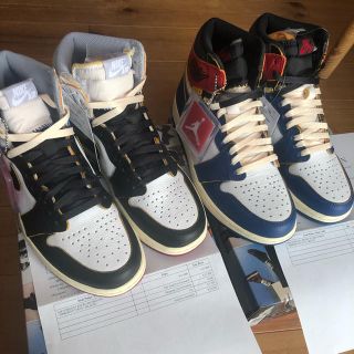 ナイキ(NIKE)のUS7(25㎝)2足セット UNION AIR JORDAN1RETRO HI(スニーカー)