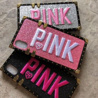 ヴィクトリアズシークレット(Victoria's Secret)の新品定価5000円ビクトリアシークレットPINKロゴグリッターピンクスマホケース(iPhoneケース)