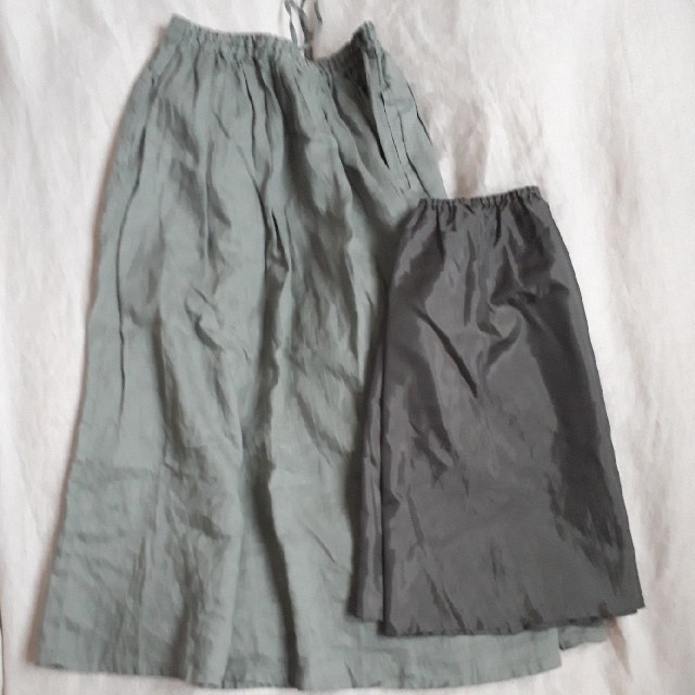 MUJI (無印良品)(ムジルシリョウヒン)のあざ様へ　フレンチリネン　イージーマキシスカート レディースのスカート(ロングスカート)の商品写真