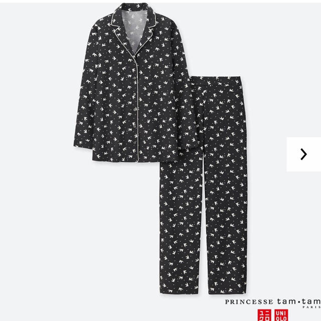 UNIQLO(ユニクロ)のユニクロ プリンセスタムタム フランネル パジャマ S／ダークグレー 鳥 新品！ レディースのルームウェア/パジャマ(パジャマ)の商品写真