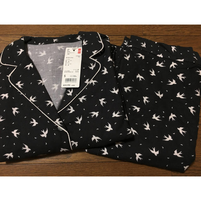 UNIQLO(ユニクロ)のユニクロ プリンセスタムタム フランネル パジャマ S／ダークグレー 鳥 新品！ レディースのルームウェア/パジャマ(パジャマ)の商品写真