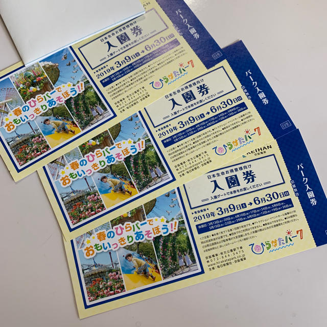 ひらかたパーク 入園券 3枚セット チケットの施設利用券(遊園地/テーマパーク)の商品写真