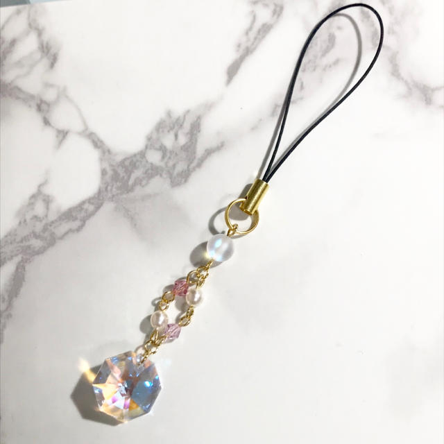 SWAROVSKI(スワロフスキー)の【Swarovski】クリスタルブルーAB×ピンク✴︎ストラップ&キーホルダー ハンドメイドのアクセサリー(キーホルダー/ストラップ)の商品写真