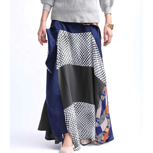 antiqua(アンティカ)の変形柄切り替えスカート レディースのスカート(ロングスカート)の商品写真