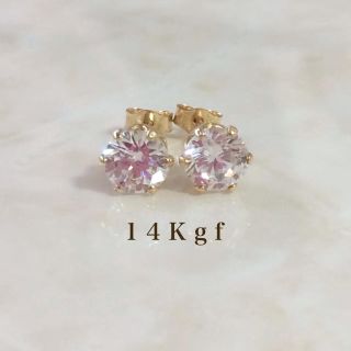 14Kgf一粒ダイヤCZピアス 5mm agete.AHKAH.トゥモローランド(ピアス)