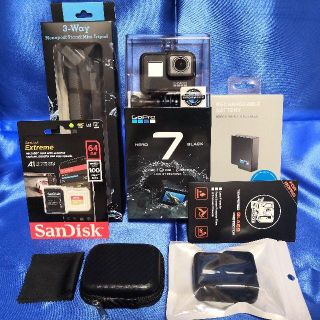 9点セット！HERO7 Black⑤ バッテリ　4K対応SD64GB　3way(ビデオカメラ)