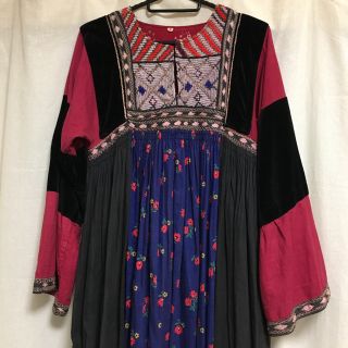 vintage 古着屋 70s アフガンワンピース(ロングワンピース/マキシワンピース)