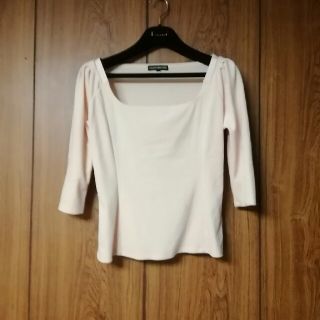 フォクシー(FOXEY)のフォクシー FOXEY NY　ベロアトップス　ピーチピンク　40(カットソー(長袖/七分))