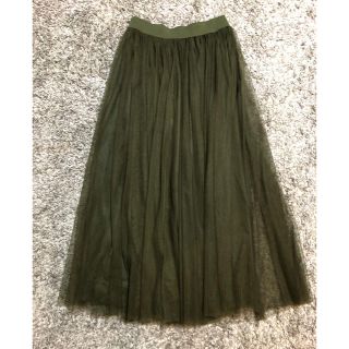 ザラ(ZARA)のチュールスカート モスグリーン(ロングスカート)