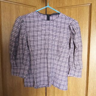 ザラ(ZARA)の★すずさん専用★ZARA WOMAN★薄いピンクチェックカットソー★新品(カットソー(長袖/七分))