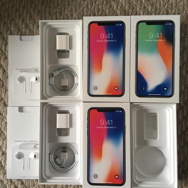 Apple(アップル)のiPhoneX 箱、付属品 スマホ/家電/カメラのスマートフォン/携帯電話(その他)の商品写真