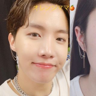 ボウダンショウネンダン(防弾少年団(BTS))のBTS J-HOPE ホビモチーフ (H)スクエアバーのイヤカフ(イヤリング)