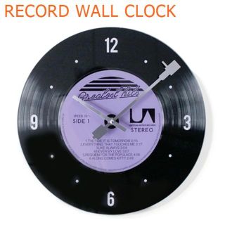 レコード ウォールクロック 34cm (紫) 壁掛け時計 アナログ盤 LP(掛時計/柱時計)