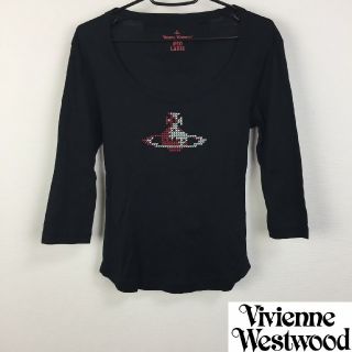 ヴィヴィアンウエストウッド(Vivienne Westwood)の美品 ヴィヴィアンウエストウッドレッドレーベル 7分袖カットソー ブラック(カットソー(長袖/七分))