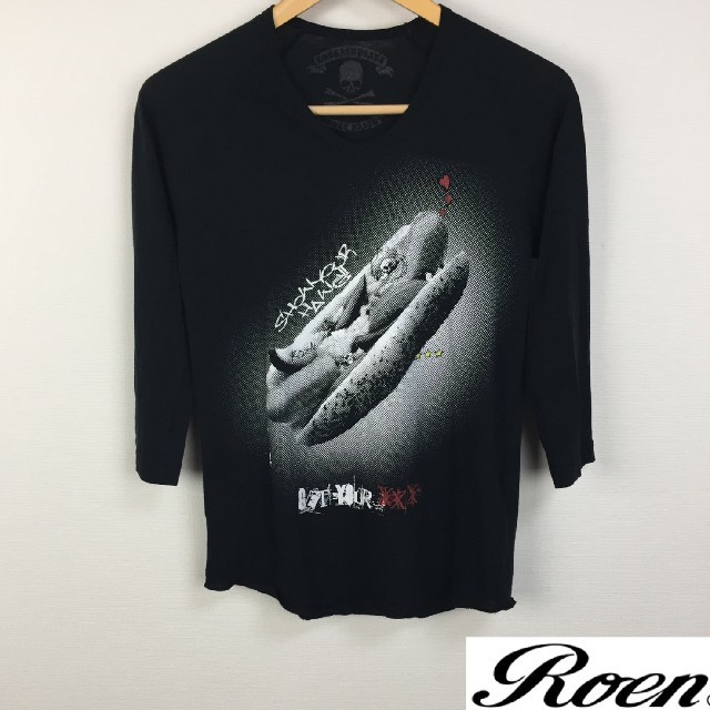 美品 Roen ロエン 7分袖Tシャツ ブラック サイズh