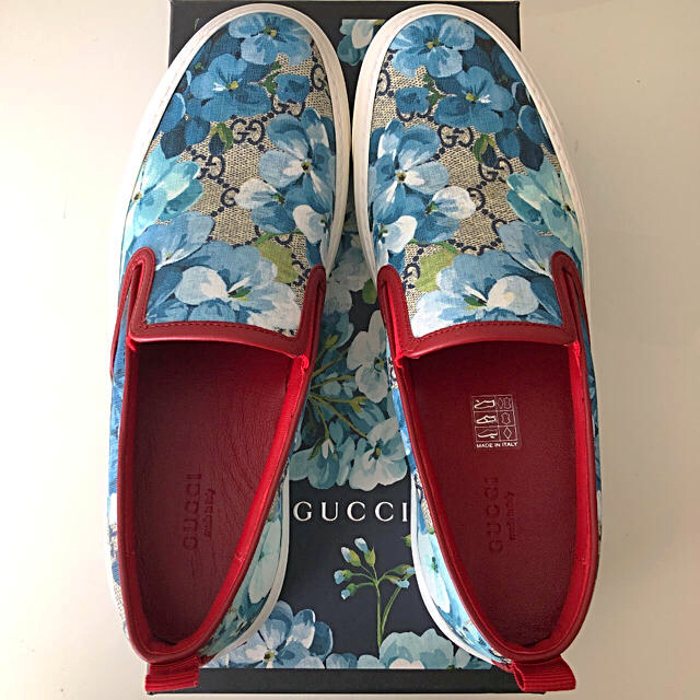 Gucci(グッチ)の❤️グッチ❤️お値下げ❣️GGブルームス💕ブルー系スリッポン38.5♪ レディースの靴/シューズ(スリッポン/モカシン)の商品写真