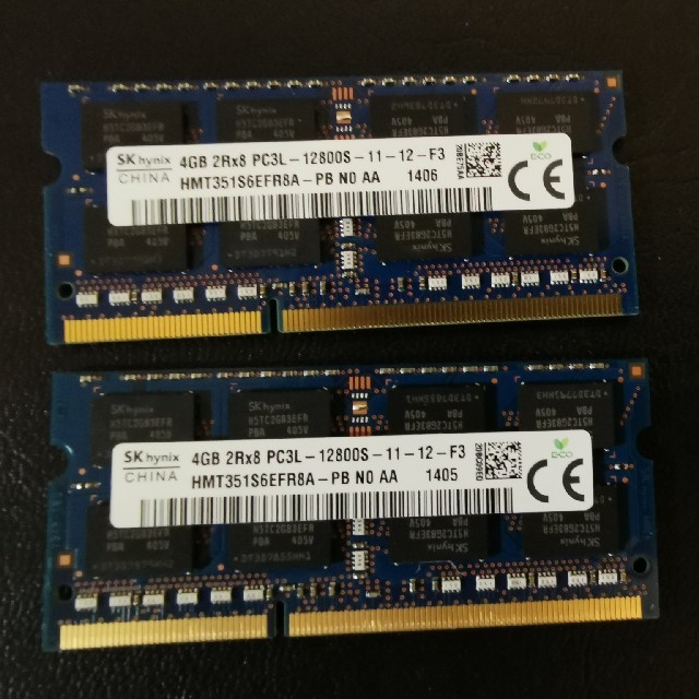 PC3 4GB×2枚 8GB 12800ノートPC用メモリ スマホ/家電/カメラのPC/タブレット(PCパーツ)の商品写真