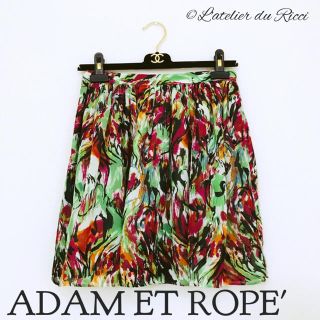 アダムエロぺ(Adam et Rope')のAdam et Rope' 春夏 水彩画 ふんわり シフォンスカート 36(ひざ丈スカート)