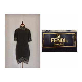 フェンディ(FENDI)の80s Fendi Zodiac Knit Dress 星座 フェンディ ニット(ひざ丈ワンピース)