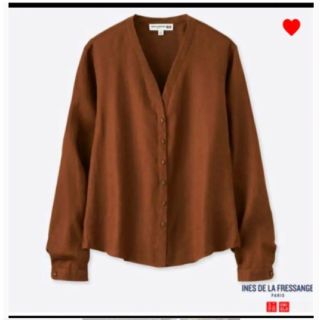 ユニクロ(UNIQLO)の新品 タグあり ユニクロ イネス リネンVネックブラウス リネン シャツ(シャツ/ブラウス(長袖/七分))