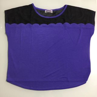 ワンアフターアナザーナイスクラップ(one after another NICE CLAUP)のNICE CLAUP レース柄シャツ 紫(Tシャツ(半袖/袖なし))