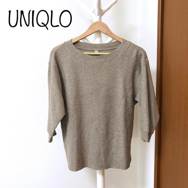 UNIQLO(ユニクロ)のユニクロ ワッフルクルーネックT 七分袖 レディースのトップス(Tシャツ(長袖/七分))の商品写真