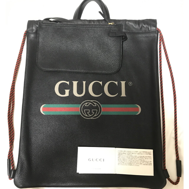 Gucci(グッチ)の【T.I様専用】GUCCI ドローストリング バックパック黒 メンズのバッグ(バッグパック/リュック)の商品写真