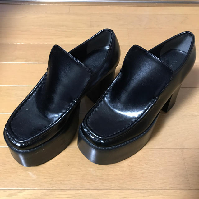 EMODA ローファー黒厚底 WIDE ROUND LOAFER Sサイズ