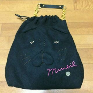 ミュベールワーク(MUVEIL WORK)のmuveil 黒猫巾着バッグom(ハンドバッグ)